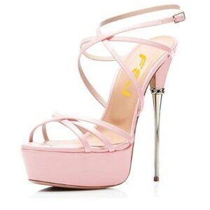 FSJ Women Sexy Strappy Open Toe Platform Sandals Ankle Strap High Stiletto Heel